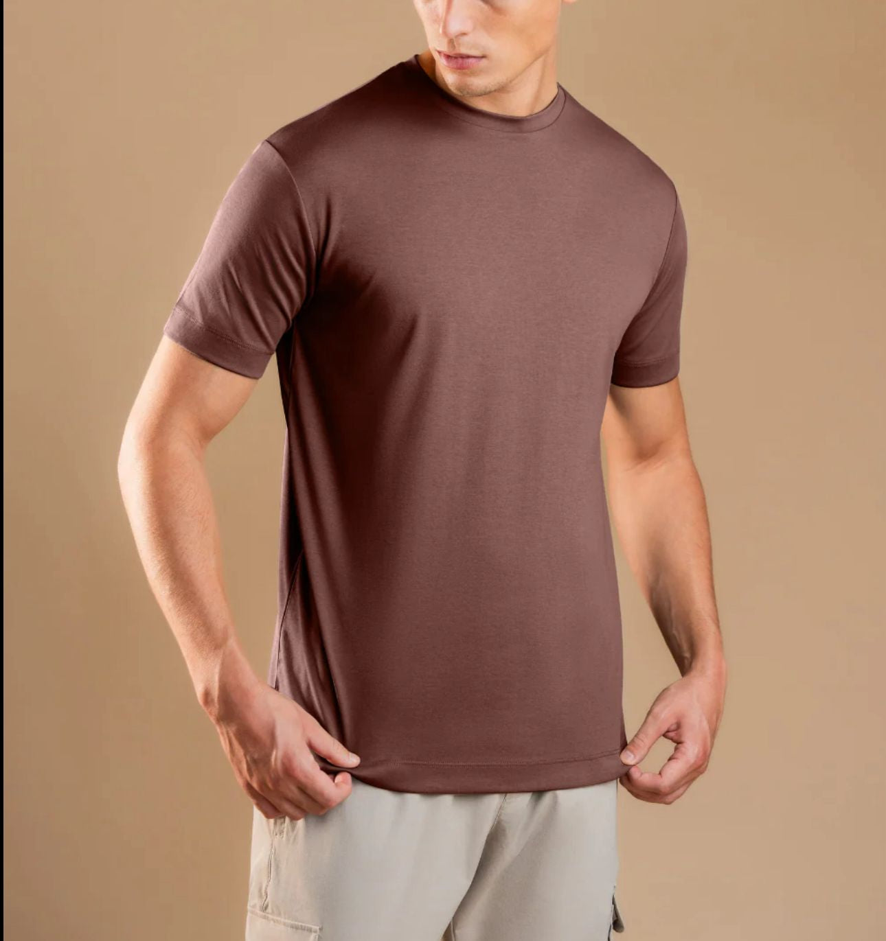 Luxroom Brown Crew Neck T-Shirt