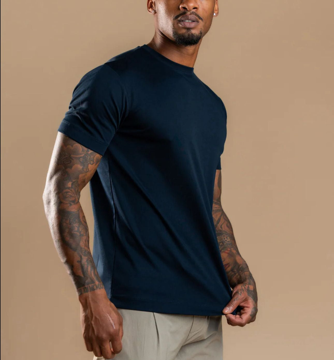 Luxroom Navy Blue Crew Neck T-Shirt