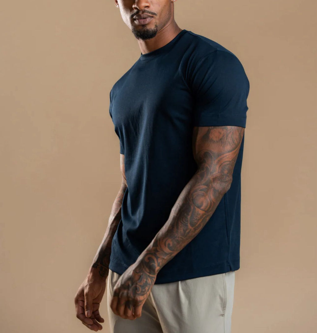 Luxroom Navy Blue Crew Neck T-Shirt