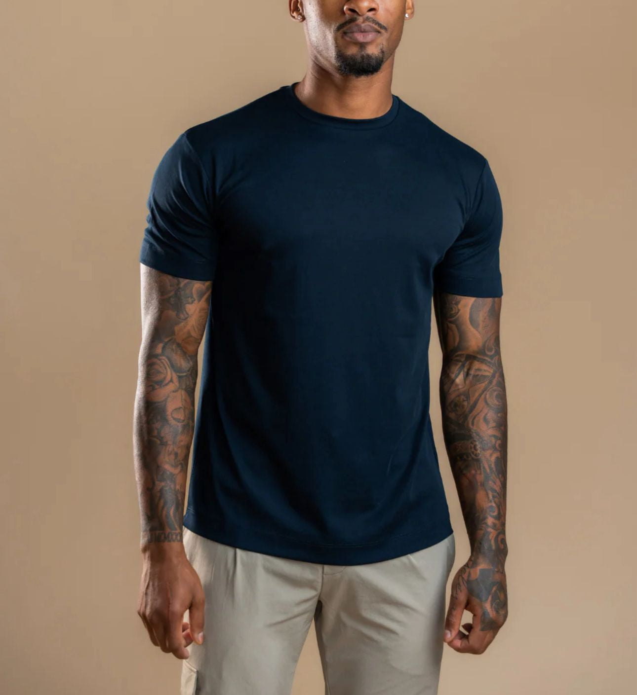Luxroom Navy Blue Crew Neck T-Shirt