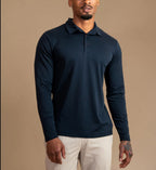 Luxroom Navy Blue Long Sleeve Polo Shirt