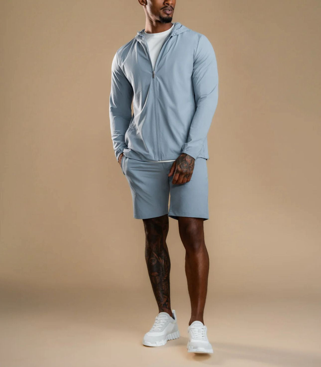 Luxroom Sky Blue Shorts with Hoodie Co-ord Set