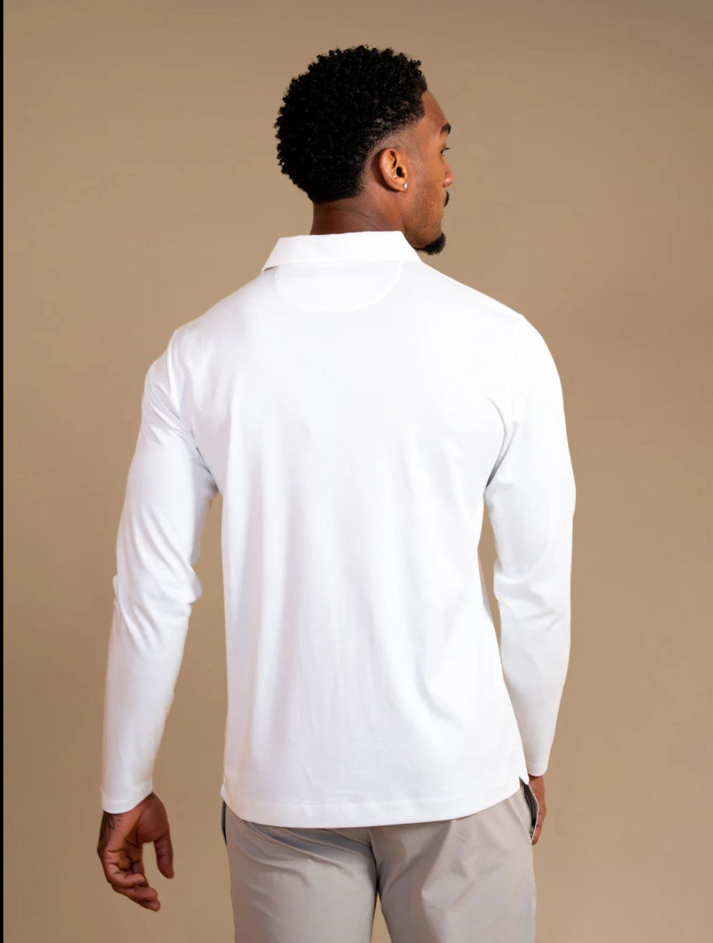 Luxroom White Long Sleeve Polo Shirt