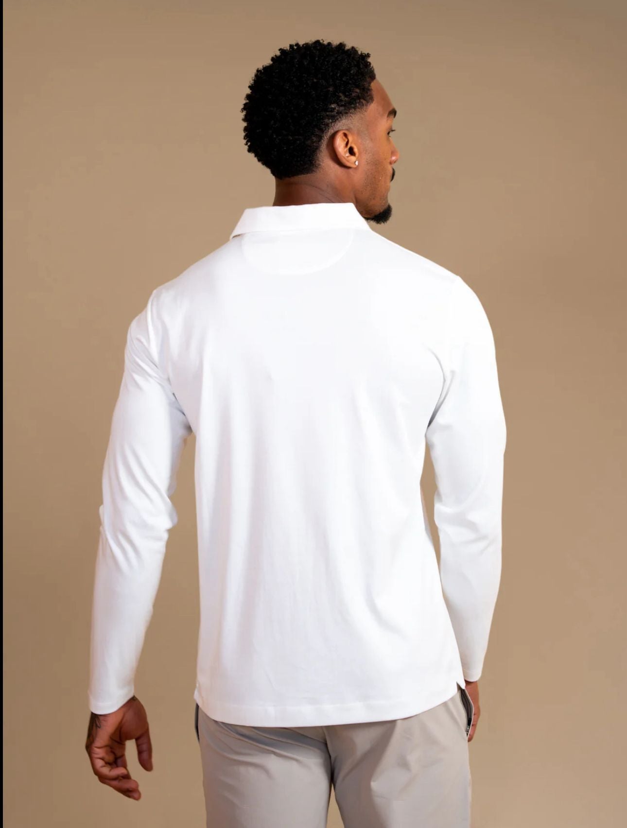 Luxroom White Long Sleeve Polo Shirt
